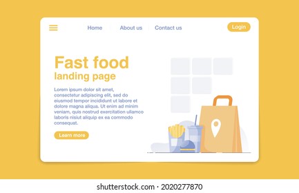 Flat fast food landing page template.