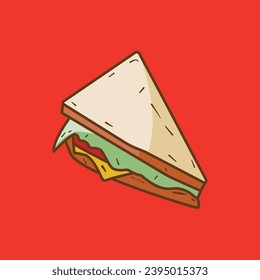 Flat fast food sandwich colorful illustration