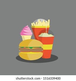 flat fastfood illustration , for background 