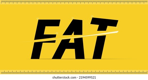 flat fat cut icon isolated on yellow background, healthy lifestyle concept, lose weight, obesity treatment, Stop eating high fat foods. It's diet time, Cutting, good body, Vector illustration.