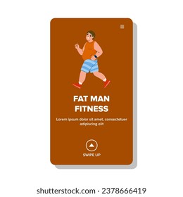 flat fat man fitness vector. body health, diet overweight, workout fit flat fat man fitness web flat cartoon illustration