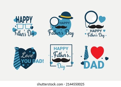 Flat father's day badge collection