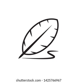 flat feather pen icon symbol sign, logo template, vector, eps 10