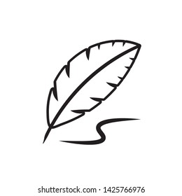 flat feather pen icon symbol sign, logo template, vector, eps 10