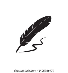 flat feather pen icon symbol sign, logo template, vector, eps 10