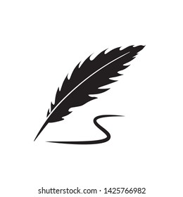 flat feather pen icon symbol sign, logo template, vector, eps 10