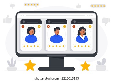 Flat feedback concept vector illustration. Customer experience and business marketing design. Client comment.