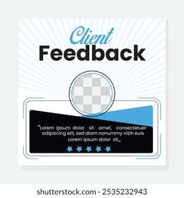 Flat feedback landing page. customer feedback review or testimonial design social media Instagram post template with mockup. 