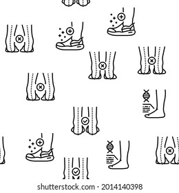 Flat Feet Disease Vector Seamless Pattern Thin Line Illustration