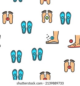 Flat Feet Disease Vector Seamless Pattern Thin Line Illustration