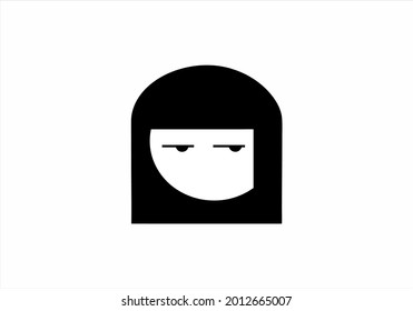 flat female expression character icon logo