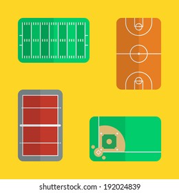 Flat fields for games icons design with yellow background