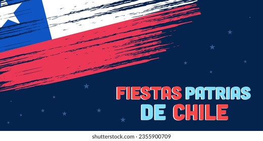 flat fiestas patrias de chile horizontal banner design. Translation: Chilean national holiday