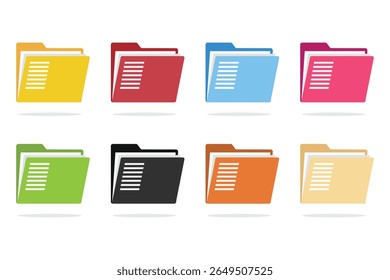 Flat file folder. File folders. File folder icon set.