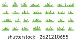 Flat filled grass elements in solid green. Clean, organic shapes in minimal natural style.