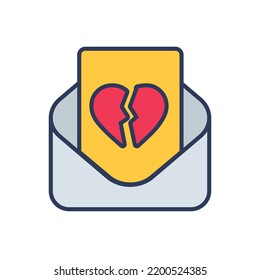 Flat filled outline valentine vector icon of breakup