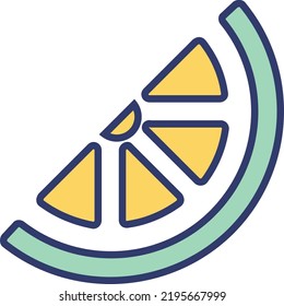 Flat filled outline vector lemon slice icon