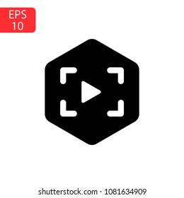Flat Film Icon Vector, Film icon vector symbol with play icon