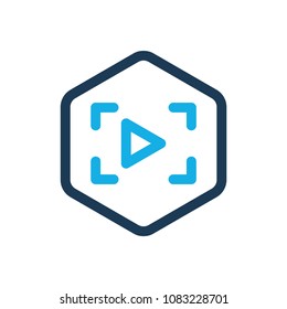 Flat Film Icon Vector, Film icon vector symbol with play icon