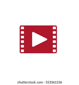 Flat Film Icon Vector, Film icon vector symbol with play icon
