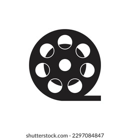 Flat film reel icon symbol vector Illustration