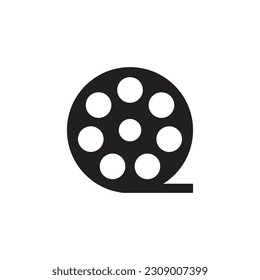 Flat film reel icon symbol vector Illustration