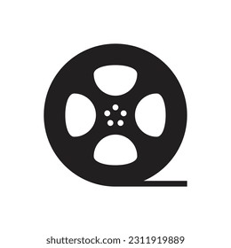 Flat film reel icon symbol vector Illustration