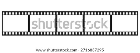 Flat Film Strip Frames Set Isolated on White Background.