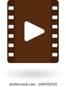 flat films icon with play button and shadow isolated