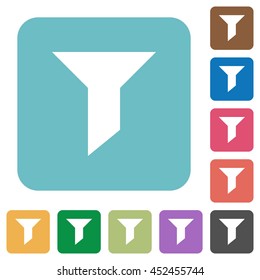 Flat filter symbol icons on rounded square color backgrounds.