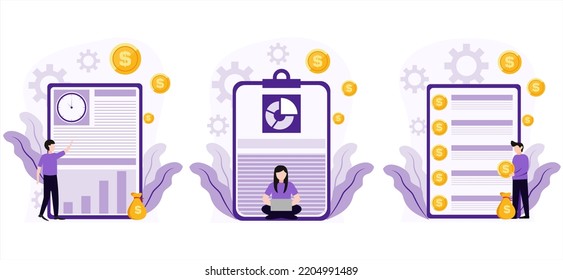 Ilustración de diseño de paquetes financieros planos