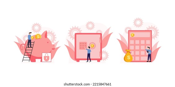 Flat Finance Bundle Design Illustration