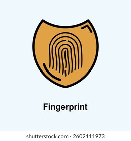 Flat Fingerprint Icon – Biometric Security and Identity Verification Symbol