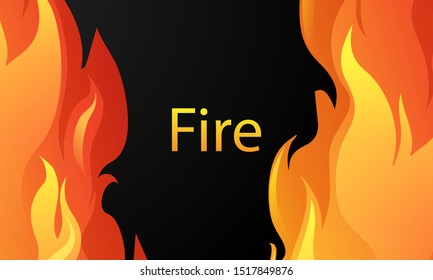 Flat fire background with flames and wavy shapes  Vector