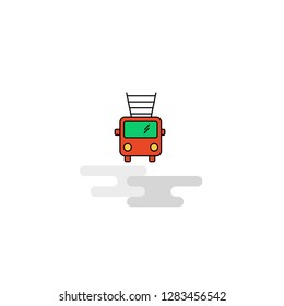 Flat Fire brigade truck  Icon. Vector