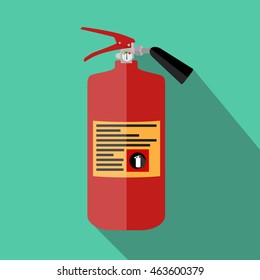 Flat Fire Extinguisher Icon with Place for Inscription. Vector Illustration. EPS10