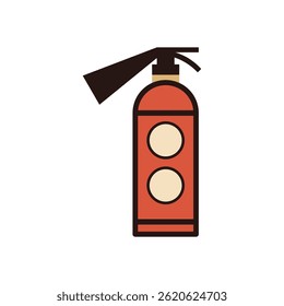 Flat Fire Extinguisher Icon with Twin Circle Design and Bold Red Color on White Background