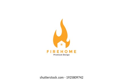 flat fire hot with home shape logo design vector icon symbol graphic illustration