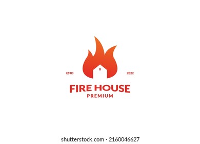 Flat Fire House Logo Design Vector Template Illustration