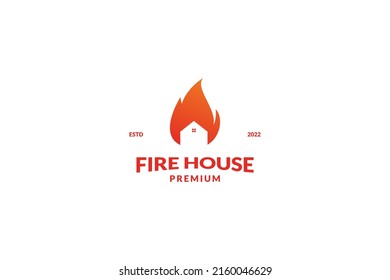 Flat Fire House Logo Design Vector Template Illustration