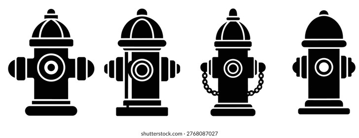 Flat fire hydrant icon with domed top and chain simple clean vector design