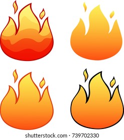 flat fire isolated on white background. vector icon set