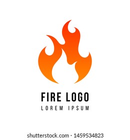 Flat Fire logo design template isolated on white background. Vector orange logotype concept flame icon.