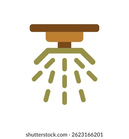 Ícone de Sprinkler de Fogo Plano com Spray de Água em Design Minimalista Marrom e Verde