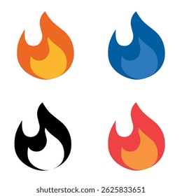 Flat fire symbol design set in different colors. Simple element illustration vector.