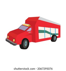 Flat fire truck icon. Flat design fire fighting equipment icon
