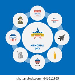 Flat Fire Wax, Identity, History And Other Vector Elements. Set Of History Flat Symbols Also Includes Identity, Brazier, Memorial Objects.
