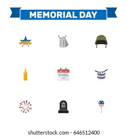 Flat Firecracker, Tomb, Identity And Other Vector Elements. Set Of History Flat Symbols Also Includes Mom, Instrument, Helmet Objects.