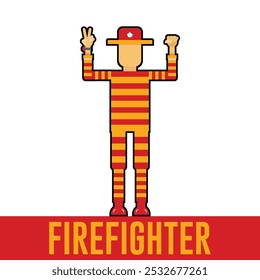 Flat firefighter Vector illustration, Firefighter flat icon isolated on white background. Firefighter vector illustration 