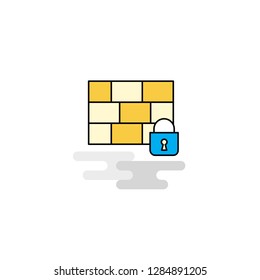 Flat Firewall protected Icon. Vector